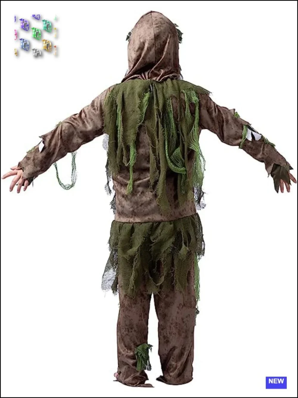 Kids Halloween Zombie Costume Set 4pc Long Sleeve Hooded Mask Gloves